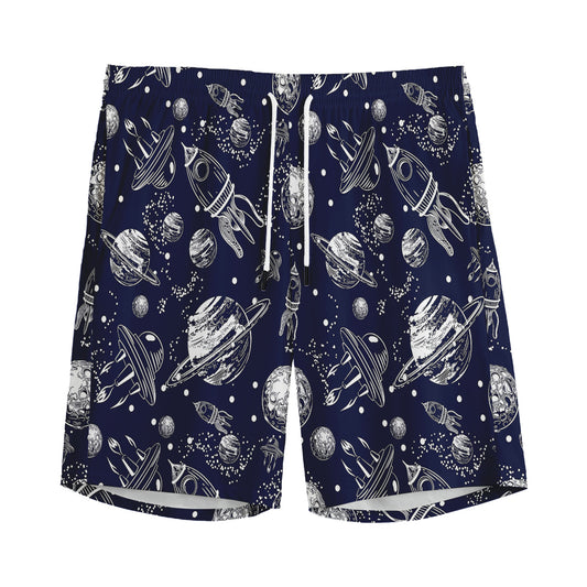 Galaxy UFO Pattern Print Men's Sports Shorts