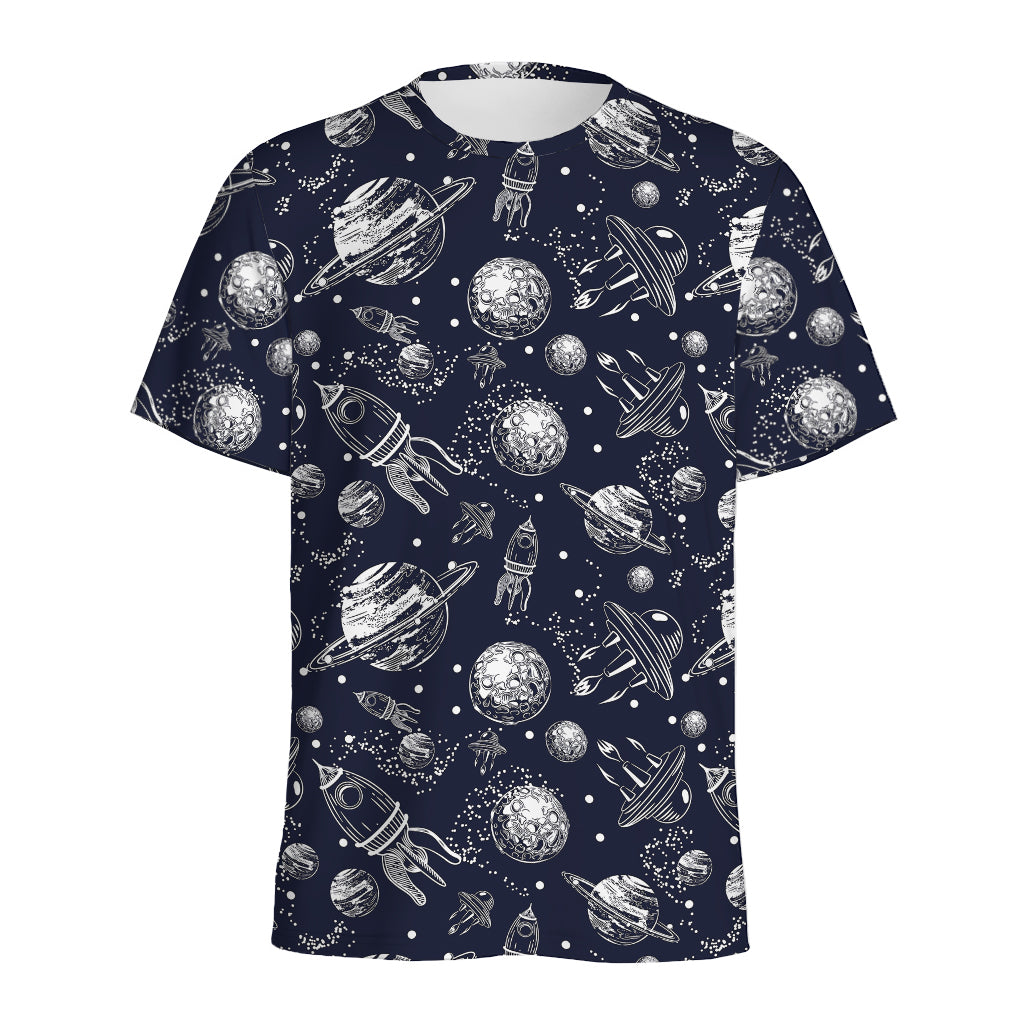 Galaxy UFO Pattern Print Men's Sports T-Shirt