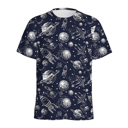 Galaxy UFO Pattern Print Men's Sports T-Shirt