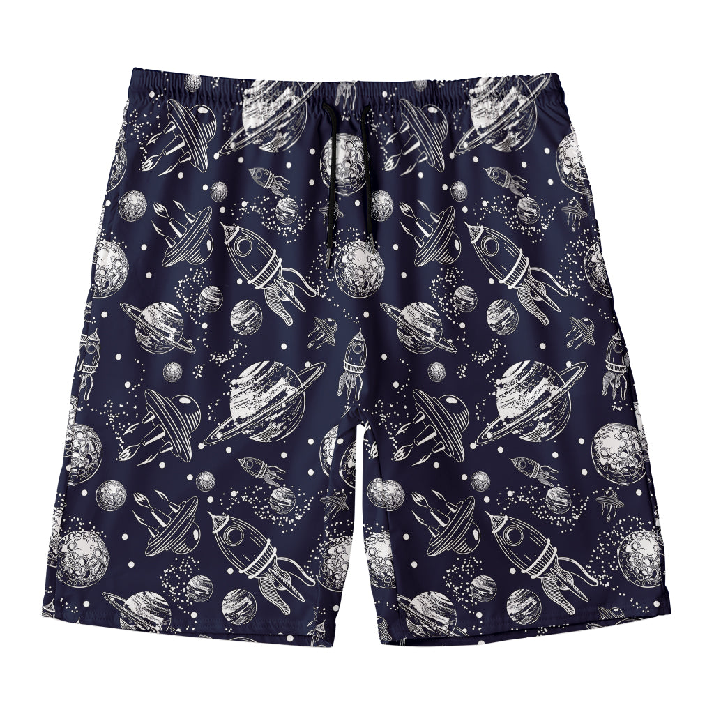 Galaxy UFO Pattern Print Men's Swim Trunks