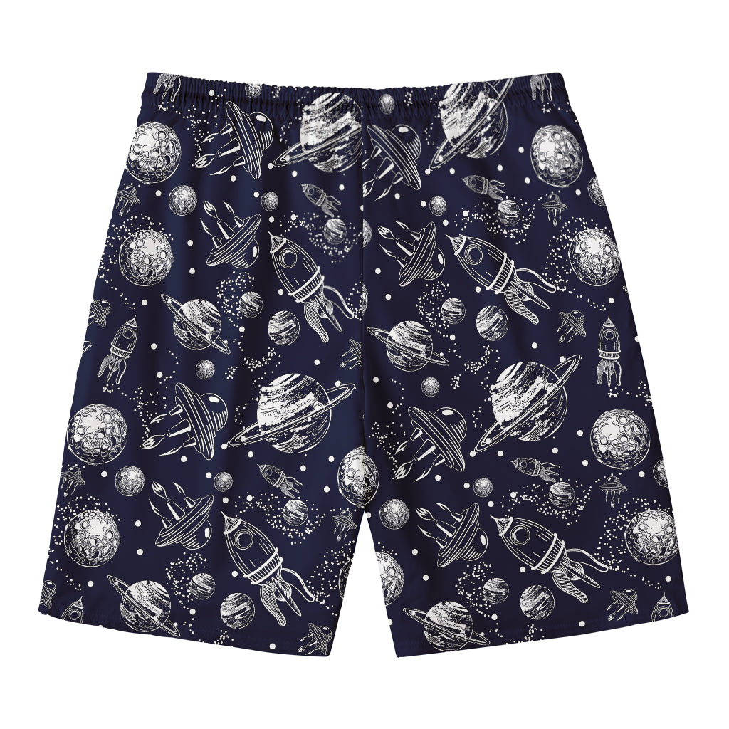 Galaxy UFO Pattern Print Men's Swim Trunks