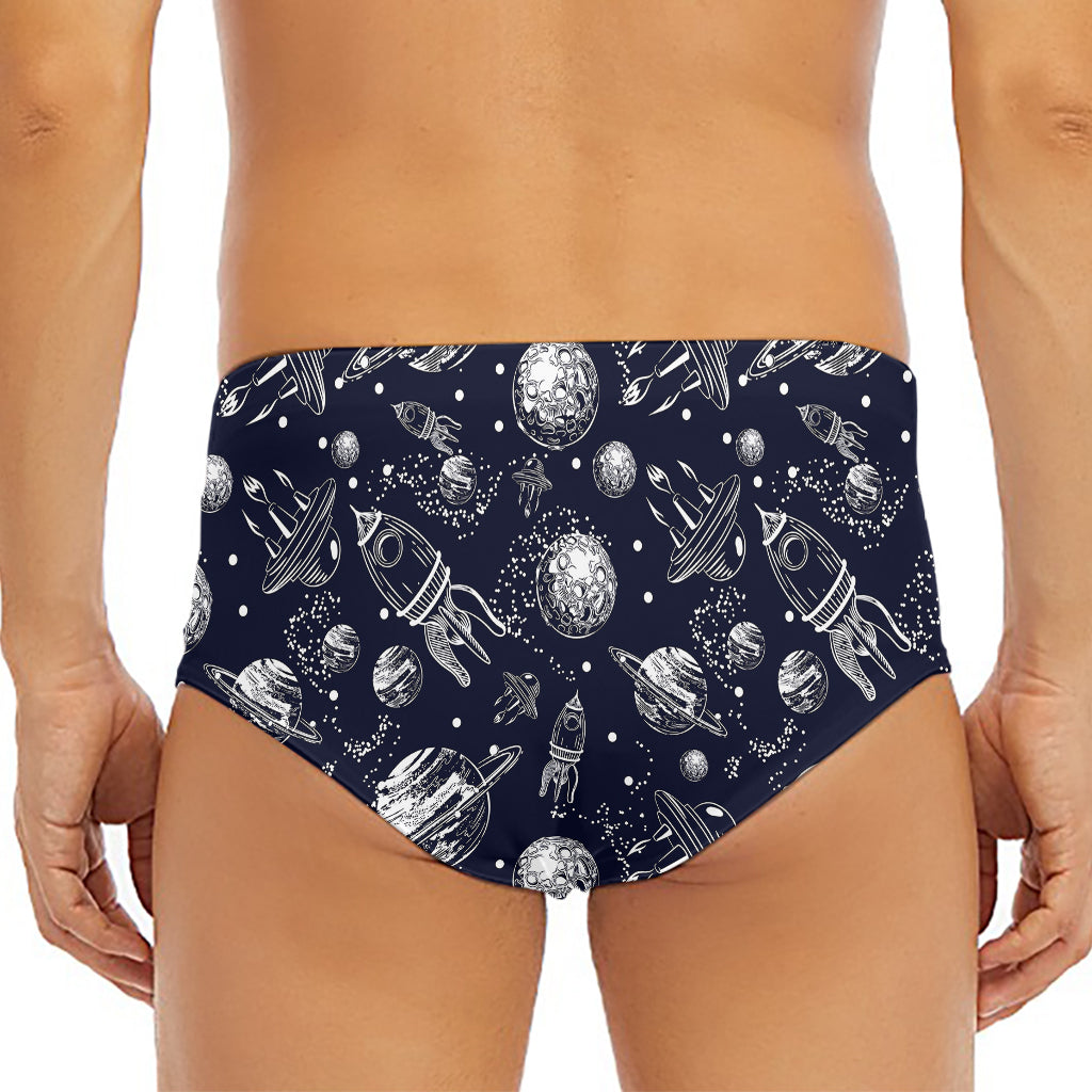 Galaxy UFO Pattern Print Men's Triangle Swim Briefs