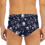 Galaxy UFO Pattern Print Men's Triangle Swim Briefs