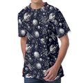 Galaxy UFO Pattern Print Men's Velvet T-Shirt