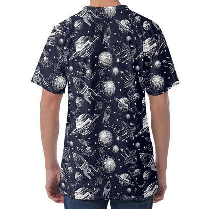 Galaxy UFO Pattern Print Men's Velvet T-Shirt