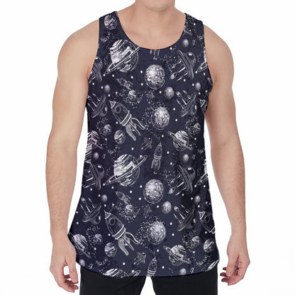 Galaxy UFO Pattern Print Men's Velvet Tank Top