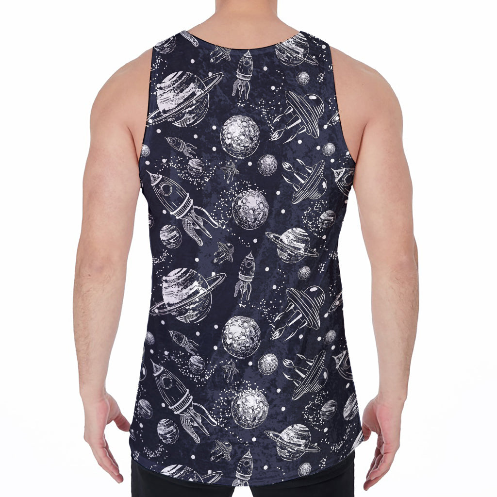Galaxy UFO Pattern Print Men's Velvet Tank Top