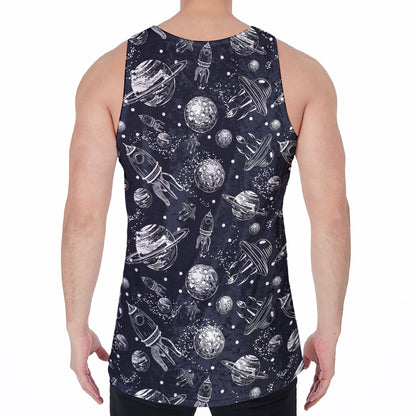 Galaxy UFO Pattern Print Men's Velvet Tank Top