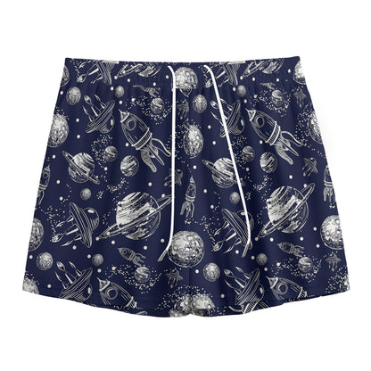 Galaxy UFO Pattern Print Mesh Shorts