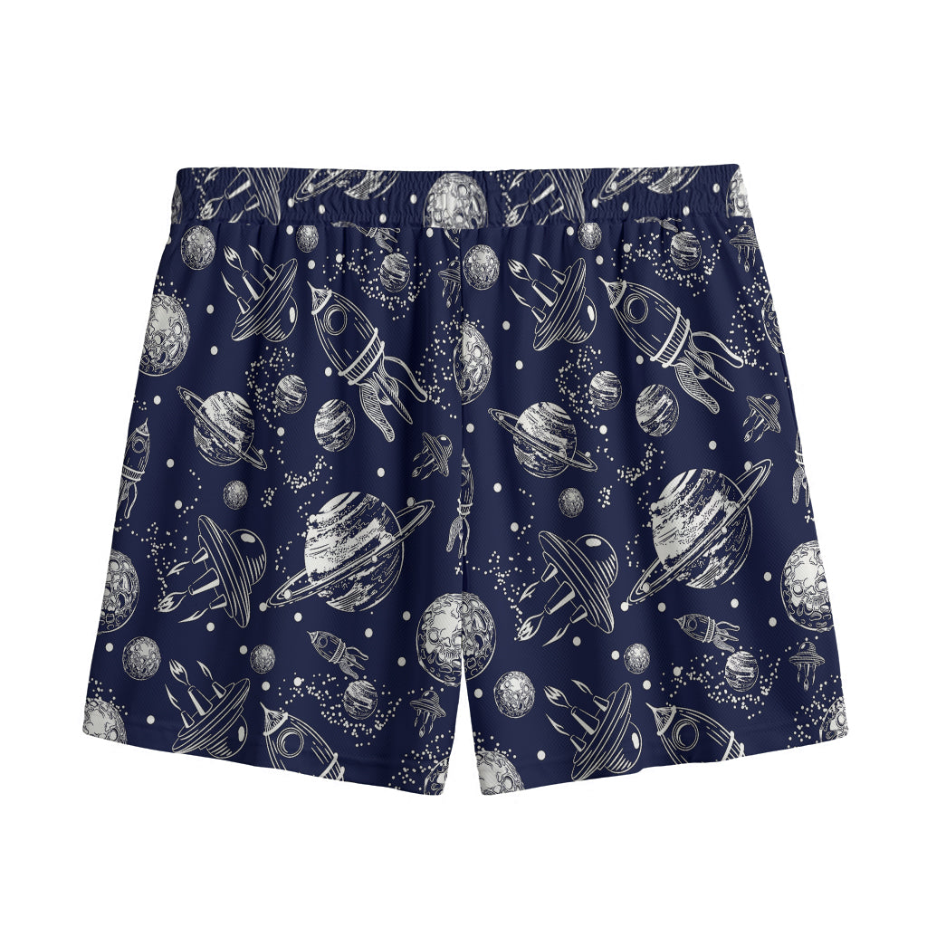 Galaxy UFO Pattern Print Mesh Shorts