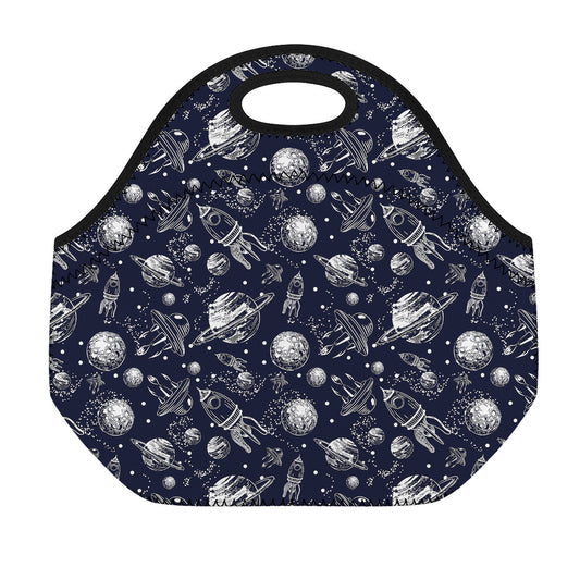 Galaxy UFO Pattern Print Neoprene Lunch Bag