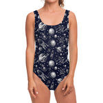 Galaxy UFO Pattern Print One Piece Swimsuit
