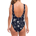 Galaxy UFO Pattern Print One Piece Swimsuit