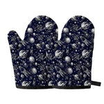 Galaxy UFO Pattern Print Oven Mitts