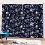 Galaxy UFO Pattern Print Pencil Pleat Curtains