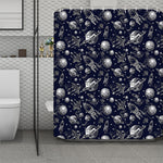 Galaxy UFO Pattern Print Polyester Shower Curtain