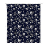 Galaxy UFO Pattern Print Polyester Shower Curtain