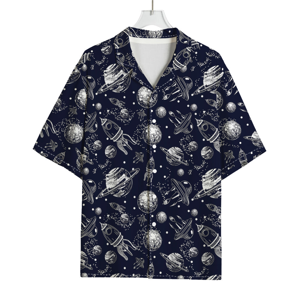 Galaxy UFO Pattern Print Rayon Hawaiian Shirt