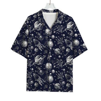 Galaxy UFO Pattern Print Rayon Hawaiian Shirt