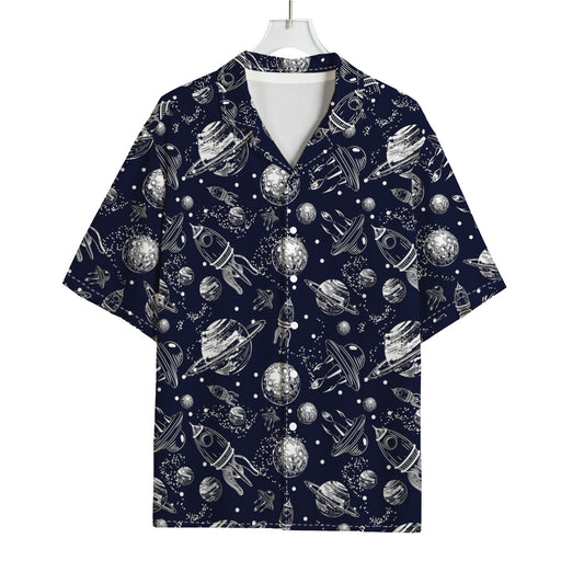 Galaxy UFO Pattern Print Rayon Hawaiian Shirt