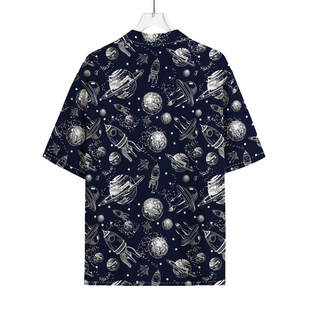 Galaxy UFO Pattern Print Rayon Hawaiian Shirt