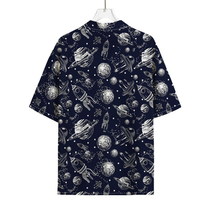 Galaxy UFO Pattern Print Rayon Hawaiian Shirt