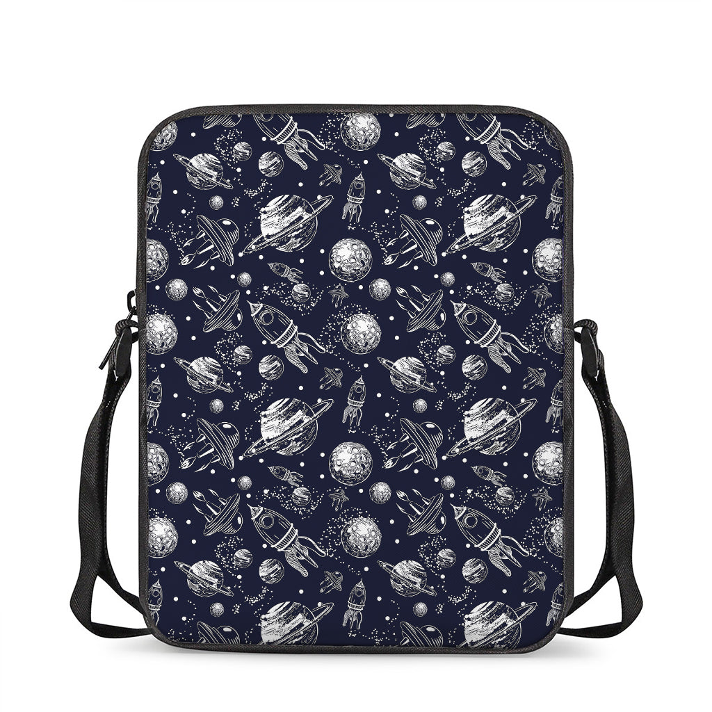 Galaxy UFO Pattern Print Rectangular Crossbody Bag