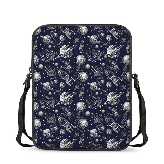 Galaxy UFO Pattern Print Rectangular Crossbody Bag