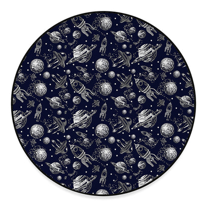 Galaxy UFO Pattern Print Round Floor Mat