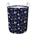 Galaxy UFO Pattern Print Round Laundry Basket