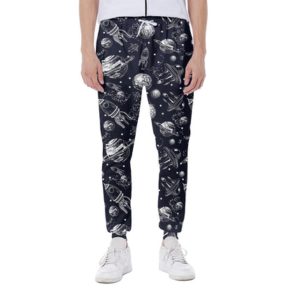 Galaxy UFO Pattern Print Scuba Joggers