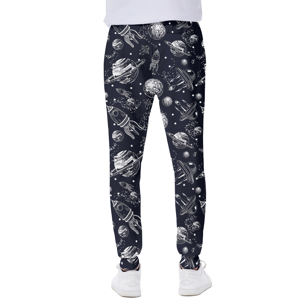 Galaxy UFO Pattern Print Scuba Joggers