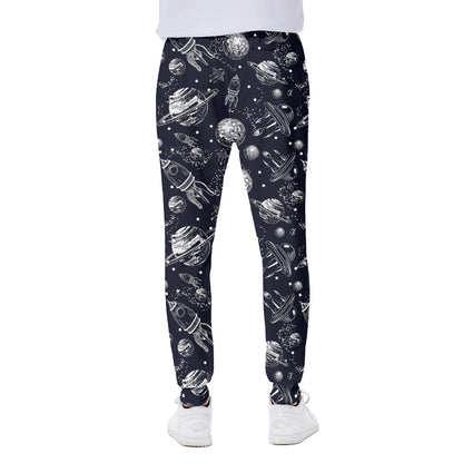 Galaxy UFO Pattern Print Scuba Joggers