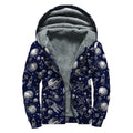 Galaxy UFO Pattern Print Sherpa Lined Zip Up Hoodie