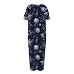Galaxy UFO Pattern Print Short Sleeve Long Nightdress