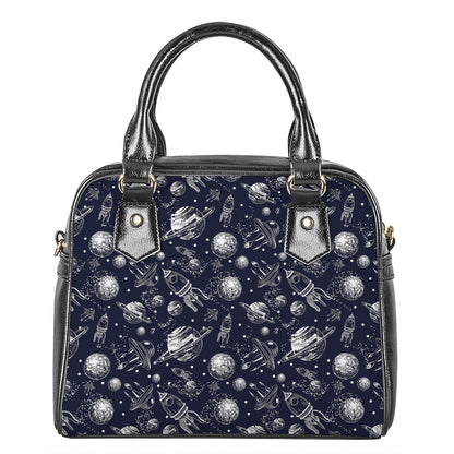 Galaxy UFO Pattern Print Shoulder Handbag