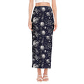 Galaxy UFO Pattern Print Side Slit Maxi Skirt