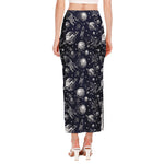Galaxy UFO Pattern Print Side Slit Maxi Skirt