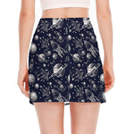 Galaxy UFO Pattern Print Side Slit Mini Skirt