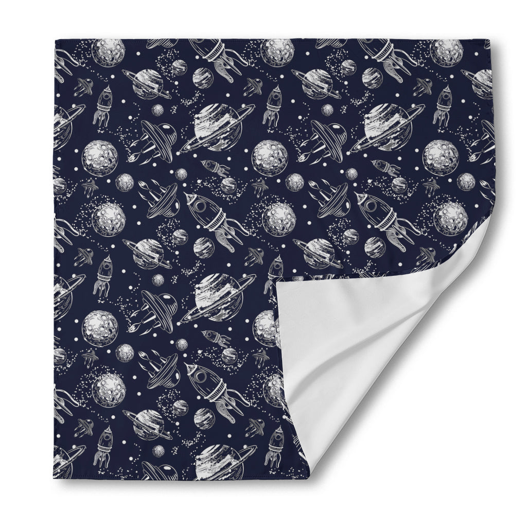 Galaxy UFO Pattern Print Silk Bandana