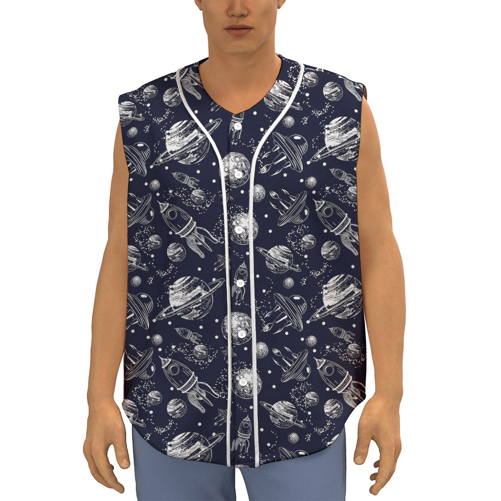 Galaxy UFO Pattern Print Sleeveless Baseball Jersey
