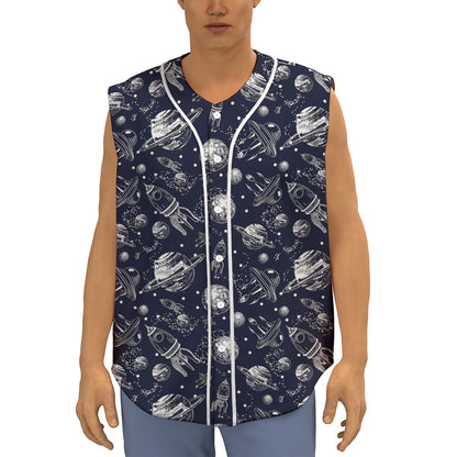 Galaxy UFO Pattern Print Sleeveless Baseball Jersey