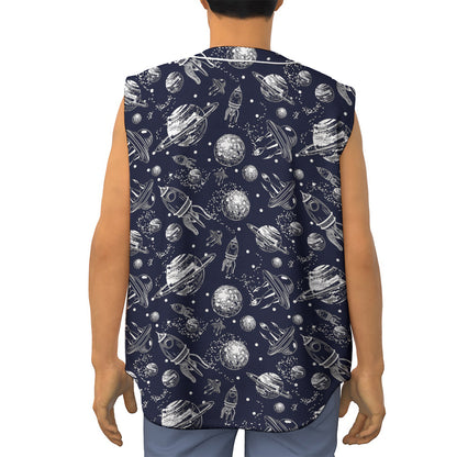 Galaxy UFO Pattern Print Sleeveless Baseball Jersey