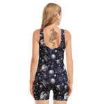 Galaxy UFO Pattern Print Sleeveless One Piece Swimsuit