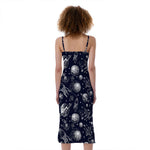 Galaxy UFO Pattern Print Slim Fit Midi Cami Dress
