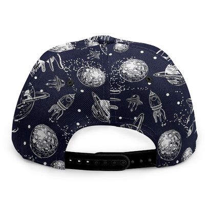 Galaxy UFO Pattern Print Snapback Cap