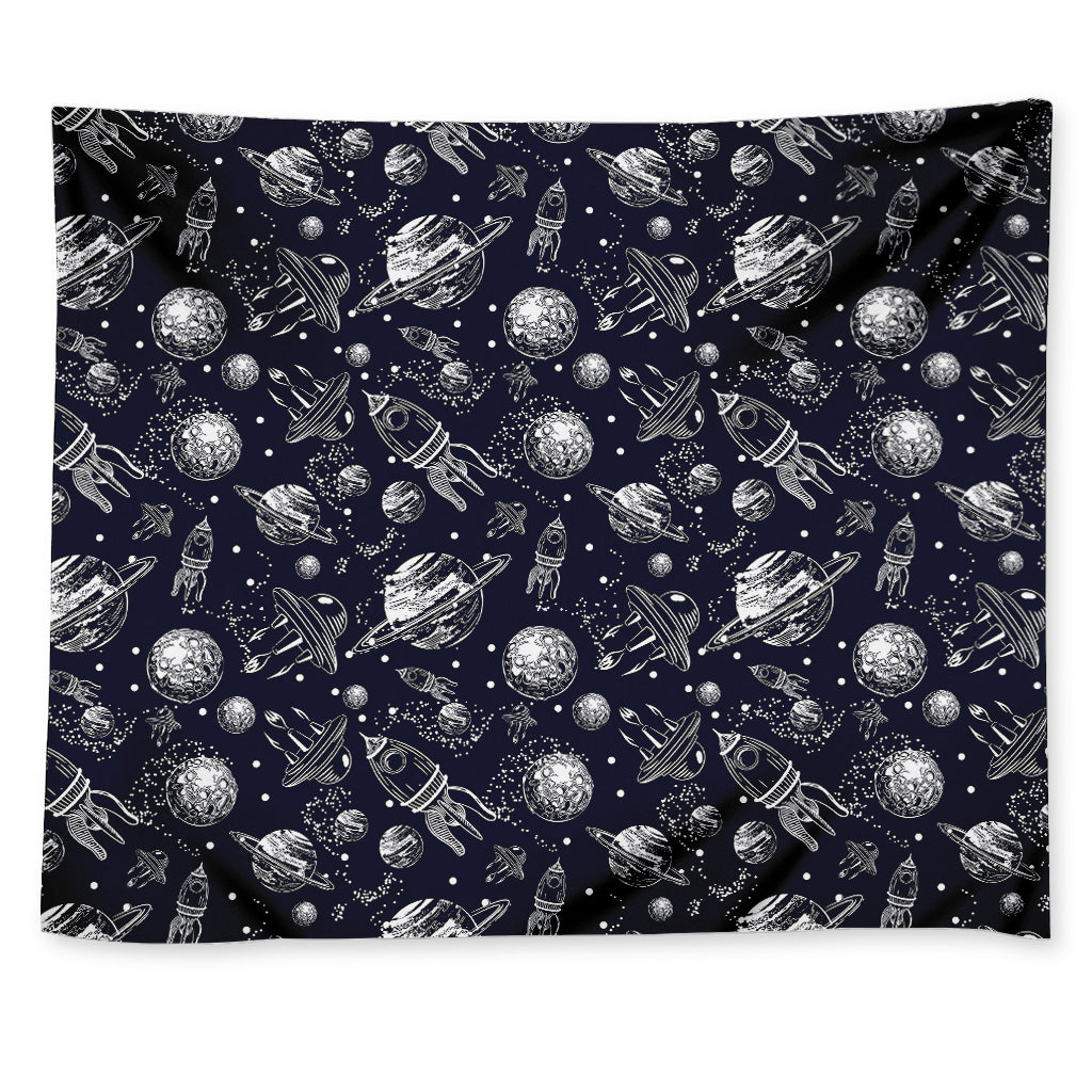 Galaxy UFO Pattern Print Tapestry