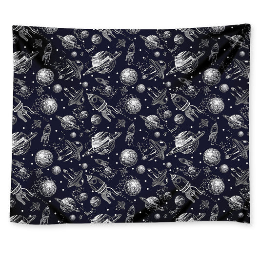 Galaxy UFO Pattern Print Tapestry