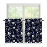 Galaxy UFO Pattern Print Tier Curtains