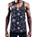 Galaxy UFO Pattern Print Men's Workout Tank Top